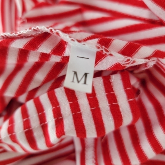 Red White Stripe Halter Wrap Dress Size Medium - Picture 7 of 9